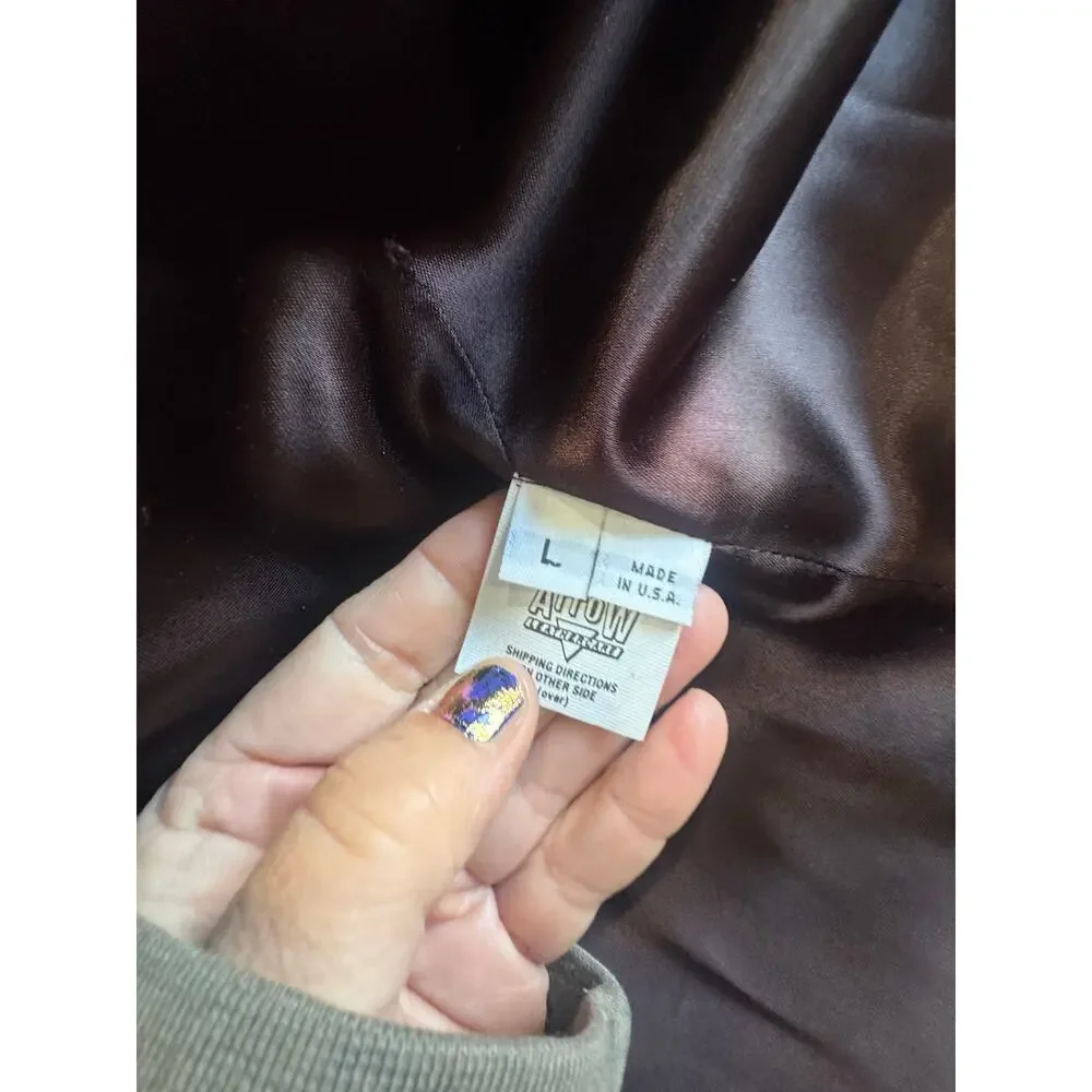 Vericci Man Brown Leather Trench Coat Full Length Duster Jacket Mens Size Large